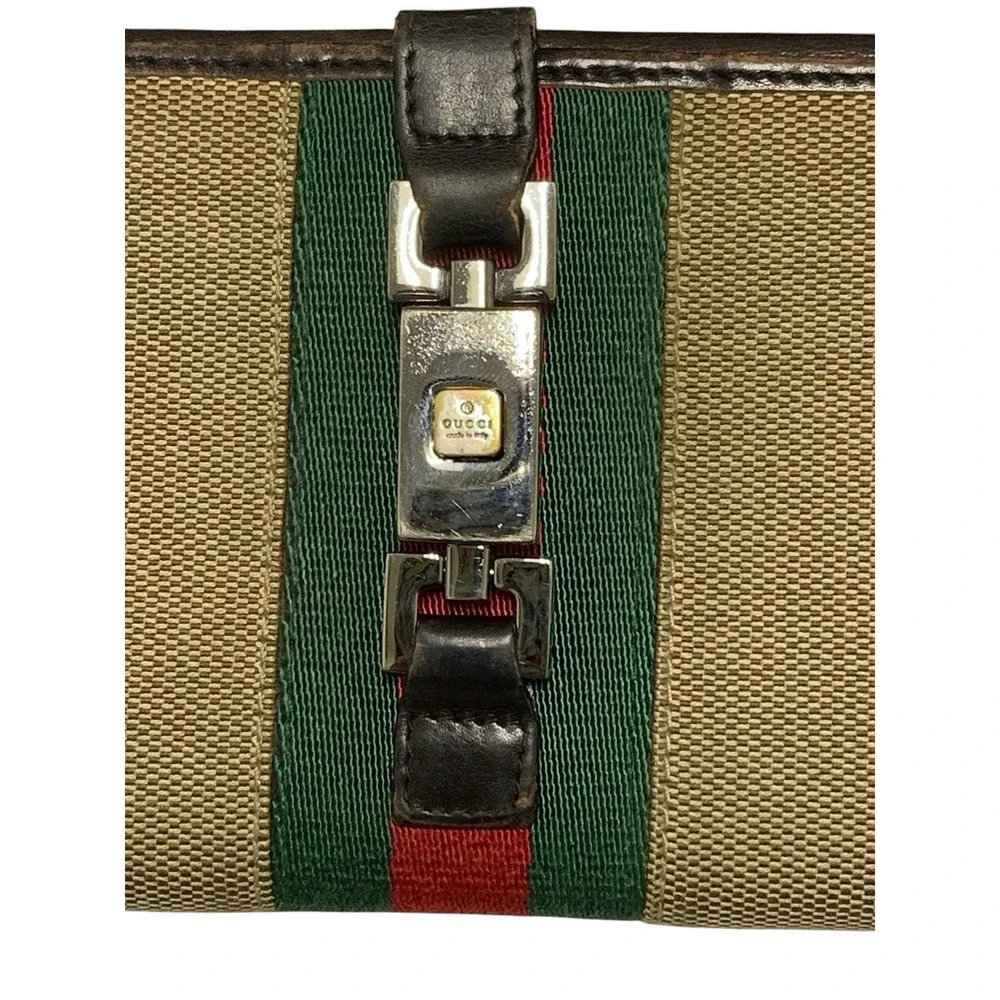 Gucci Jackie Continental Long Wallet Brown Leather & Canvas with Silver Hardware - Picture 5 of 12
